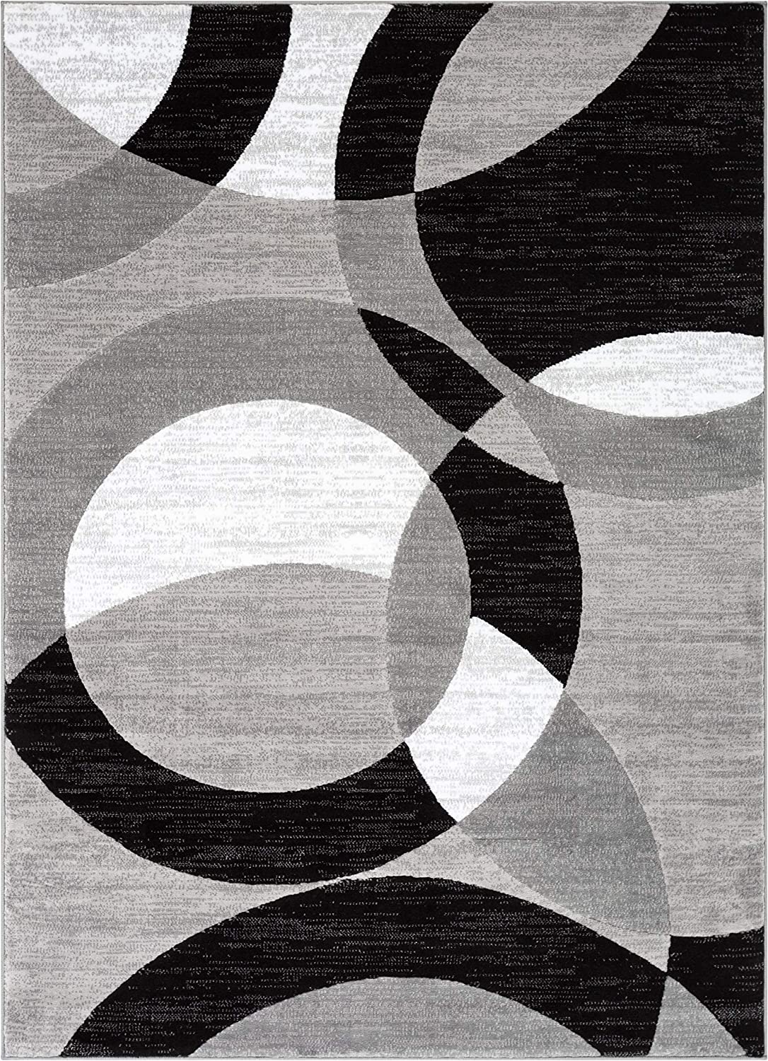 Grey Geometric Modern Casual Abstract Boxes Lines Circles Soft Area Rug
