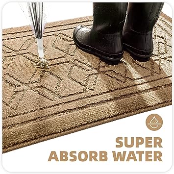 18"x32" Entryway Rug Blue Door Mats Indoor Entrance, Non Slip Absorbent Front Doormat, Washable Low-Profile Entry Rugs for Inside House