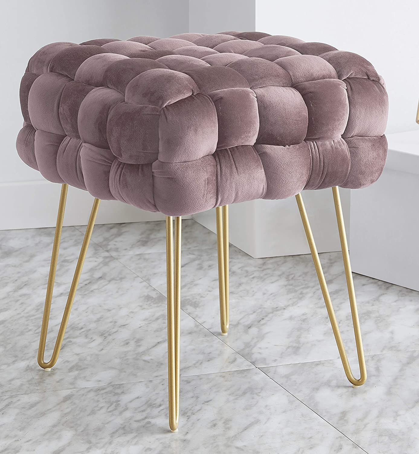 Home Mirage Modern Contemporary Square Woven Upholstered Ottoman Table