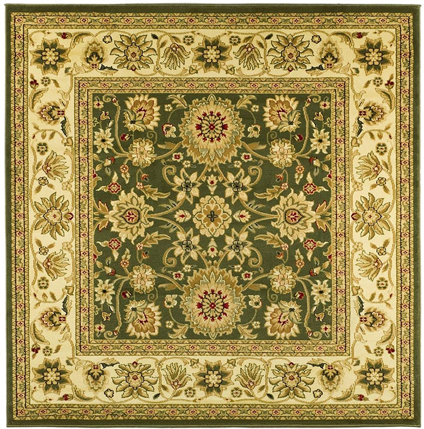 Lyndhurst Collection Traditional Oriental Non-Shedding Stain Resistant Living Room Bedroom Soft  Area Rug Sage / Ivory