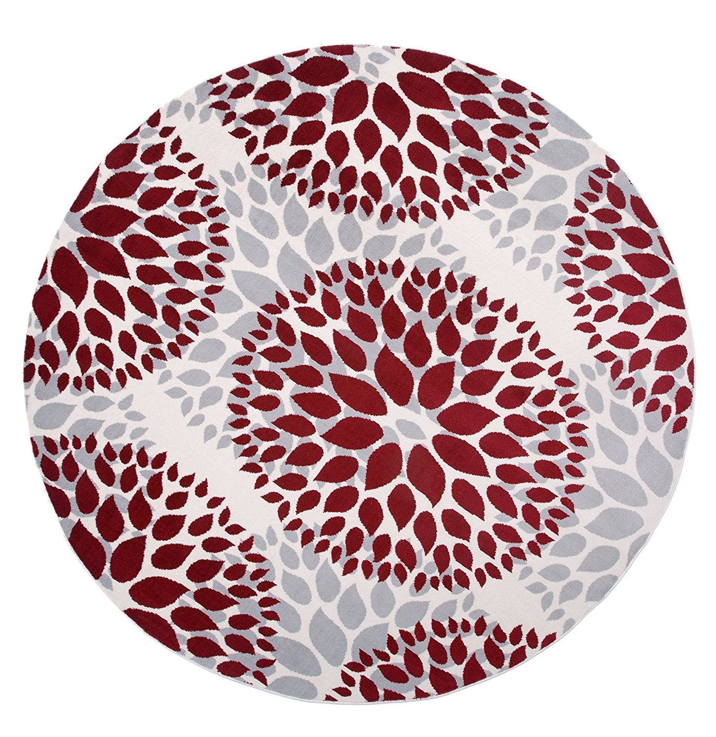 Floral Gray/Grey Red Area Rug