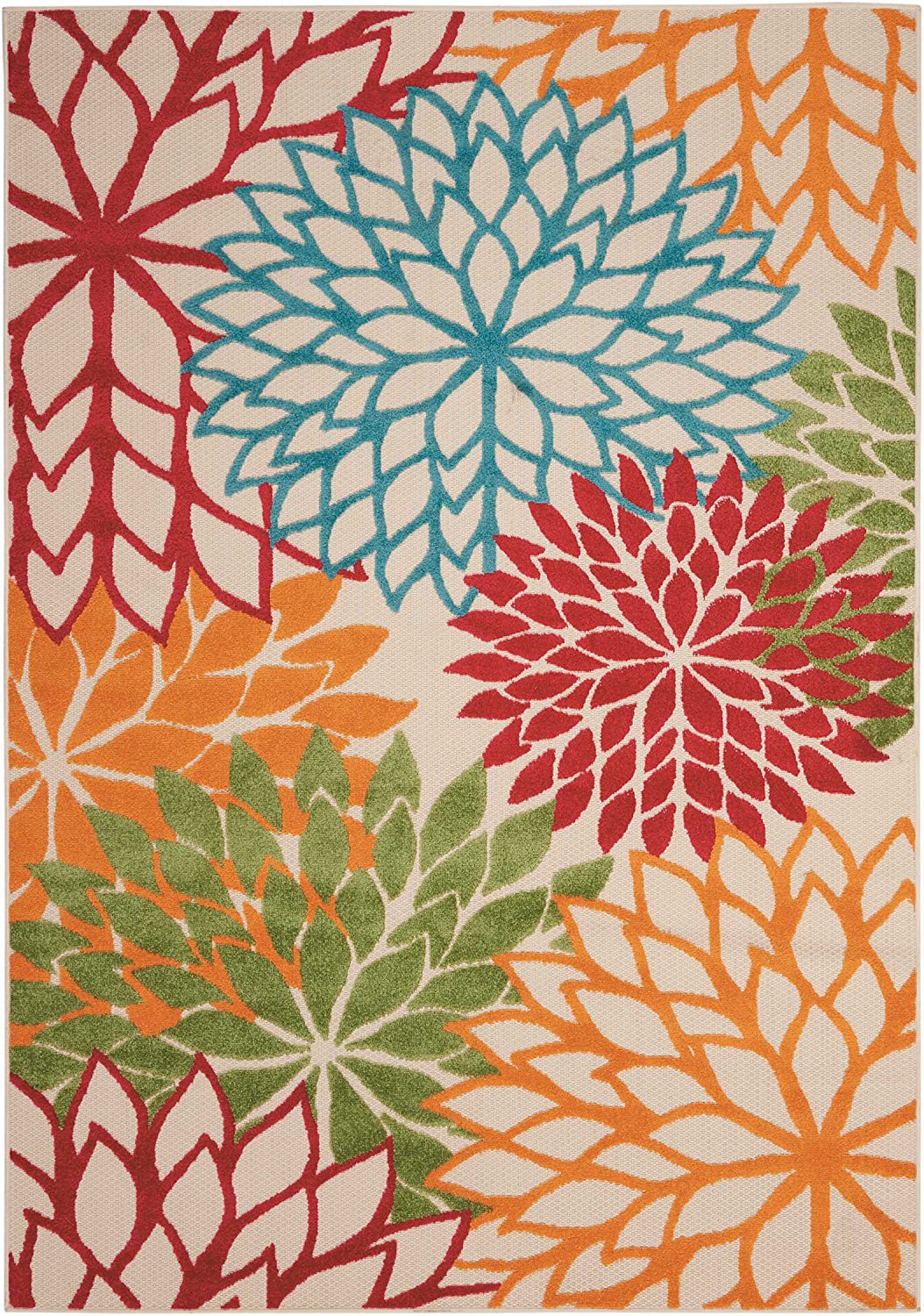Floral Indoor/Outdoor Red Multi-color Area Rug