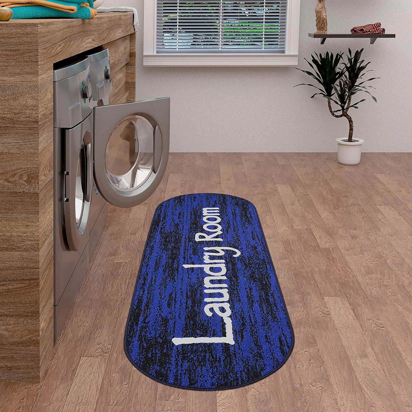 Laundry Collection Area Rug, Blue Striped