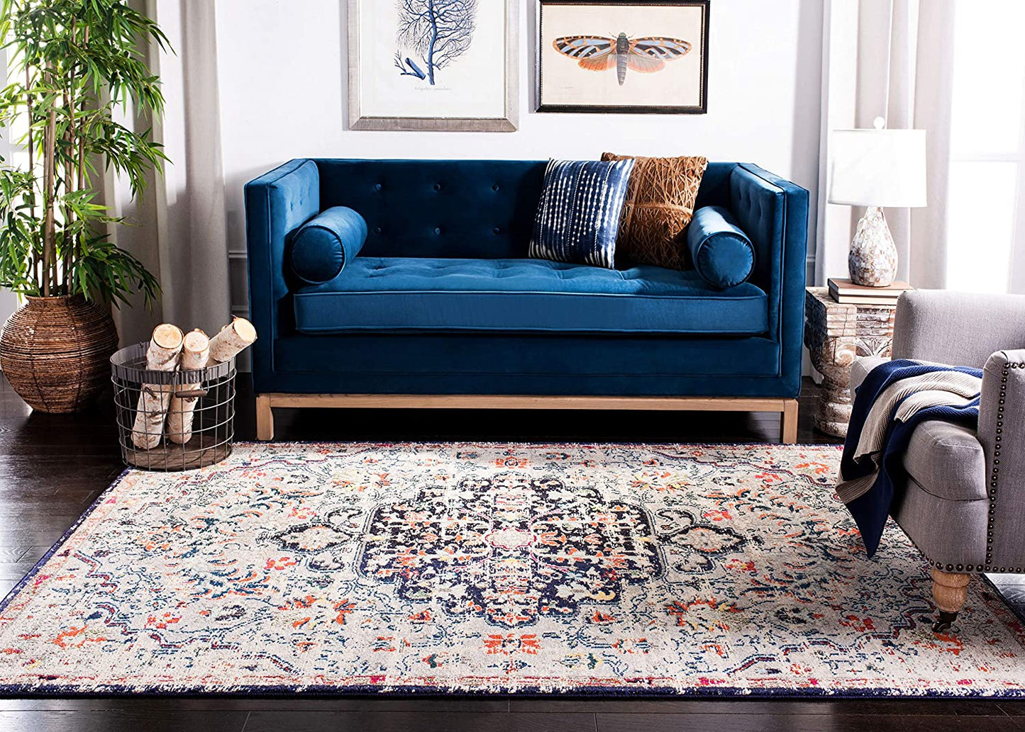 Boho Chic Vintage Medallion Distressed Soft Area Rug Beige/Black