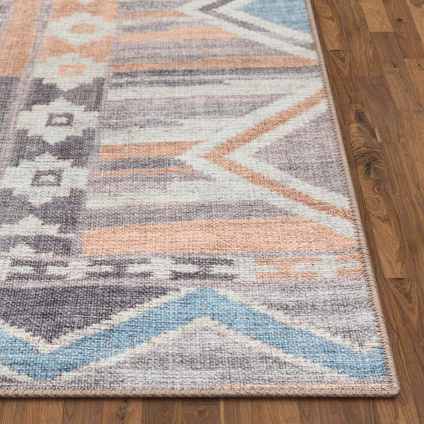 Boron Pink Machine Washable Vintage Distressed Area Rug