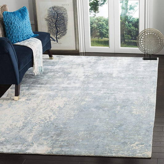 Mirage Collection MIR411A Handmade Modern Abstract Viscose Area Rug Aqua