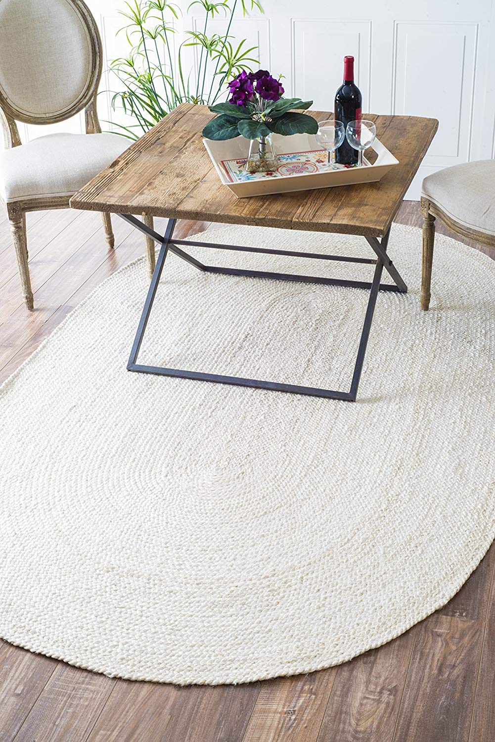 Handmade Braided Off-white Jute Area Rugs