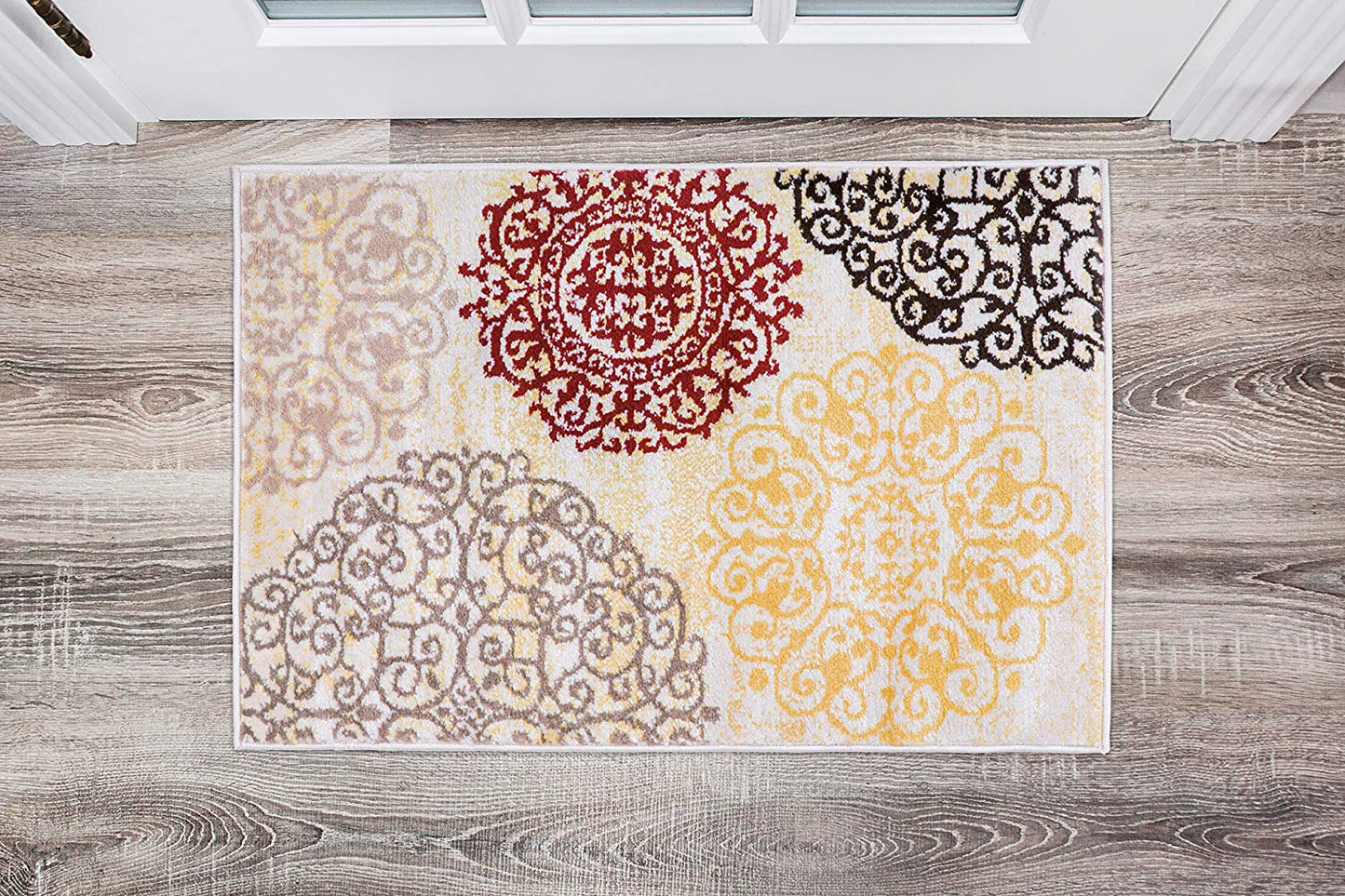 Contemporary Modern Floral Area Rug Black