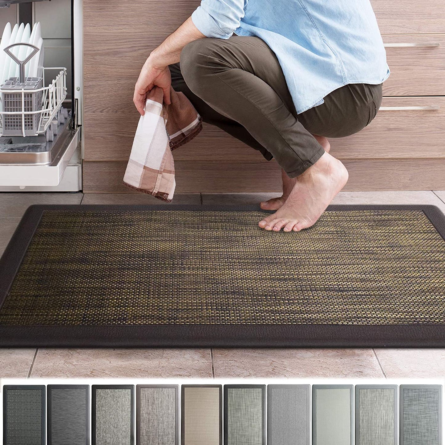 Ergonomic Anti Fatigue Workstation Memory Foam Mat in Stone 39"×20"×0.50" (L×W×H)