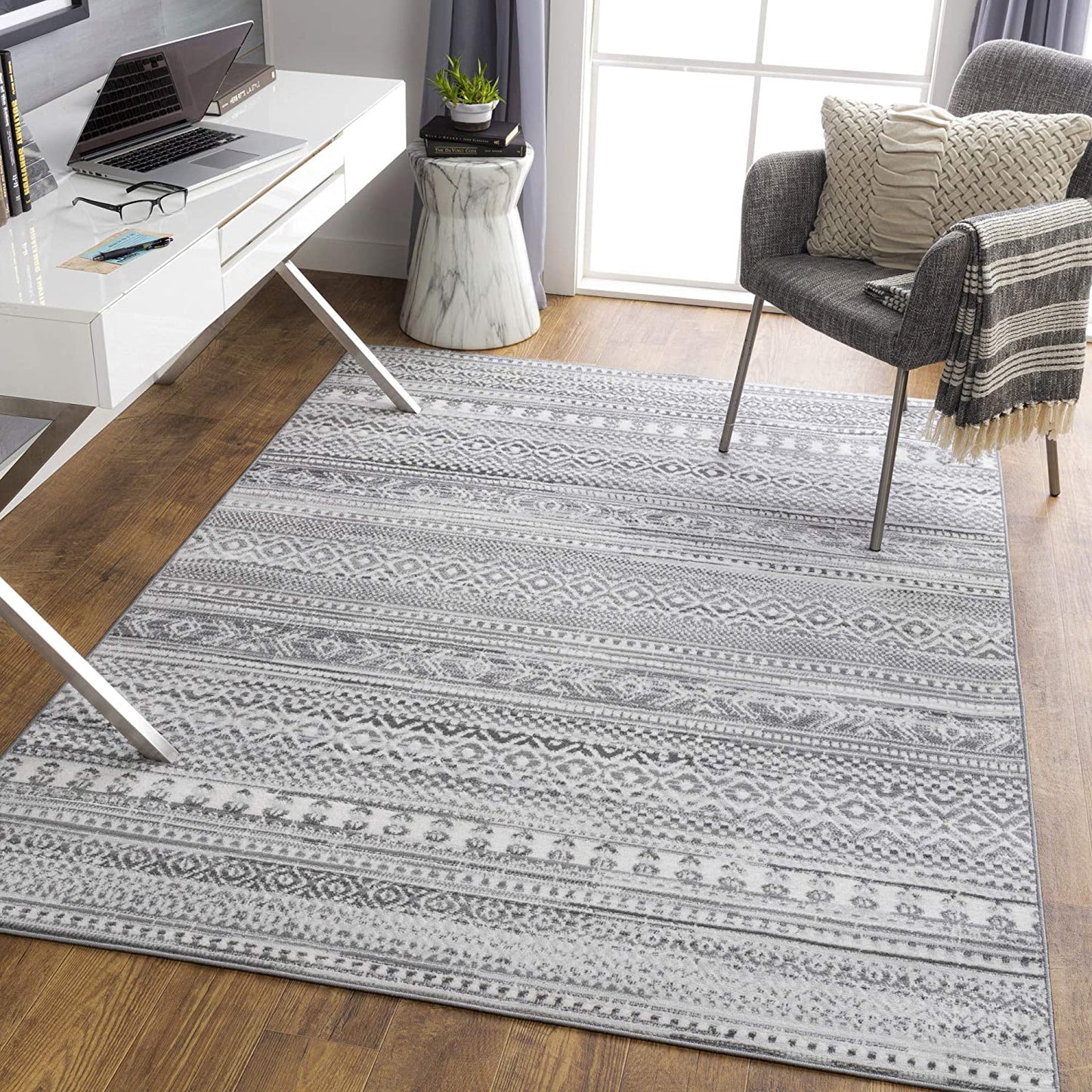 Bohemian Moroccan Kenna Soft Area Rug Gray
