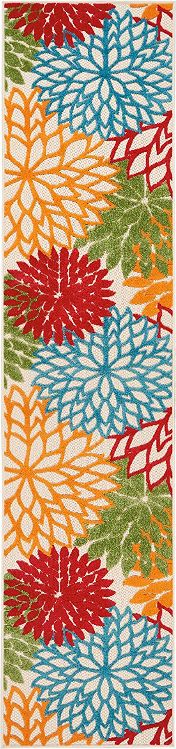 Floral Indoor/Outdoor Red Multi-color Area Rug
