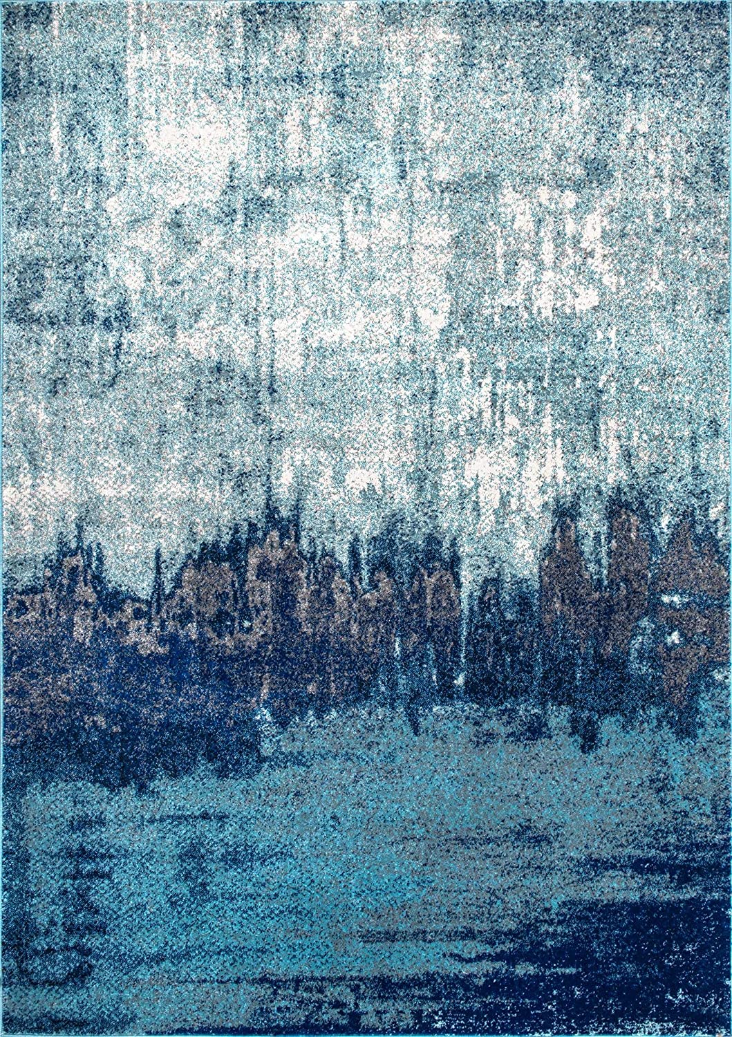 Contemporary Abstract Blue Soft Area Rug