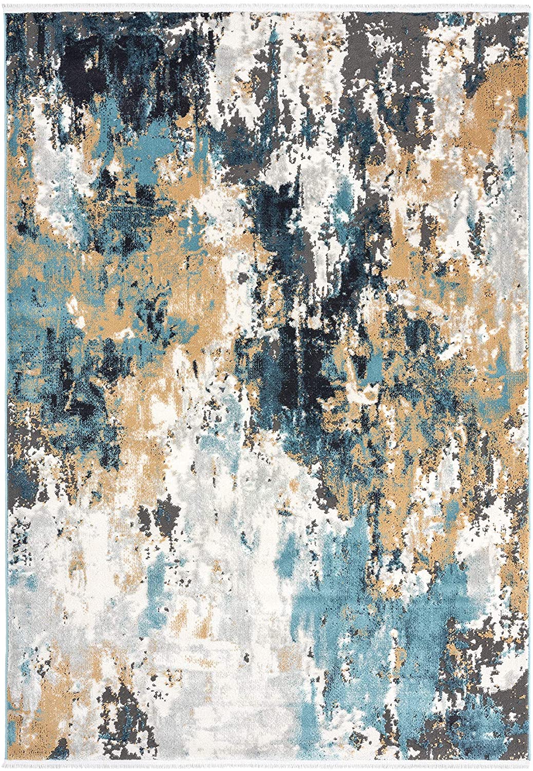 Modern Green, Blue & Grey Abstract Area Rug