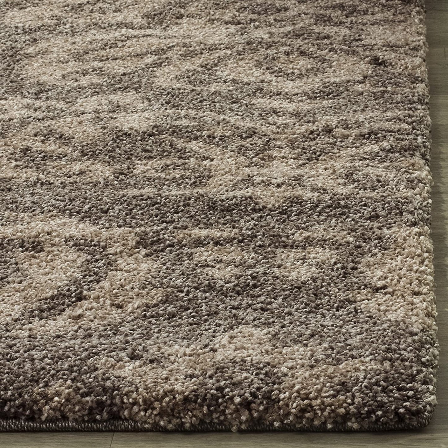 Damask Plush 1.2-inch Thick Shag Area Rug, Smoke / Beige