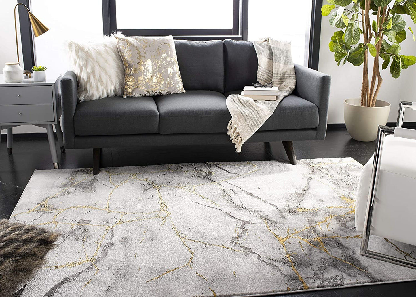 Collection CFT877L Area Rug, Grey/Blue