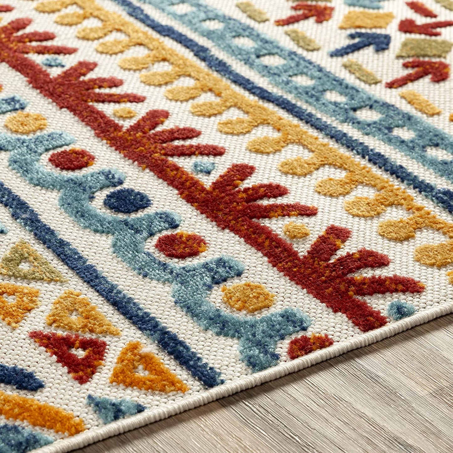 Eclectic Aqua Ivory Multi Area Rug