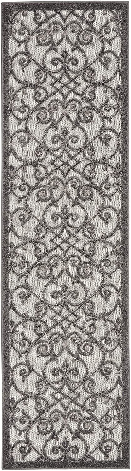 Floral Grey Charcoal Indoor/Outdoor Area Rug