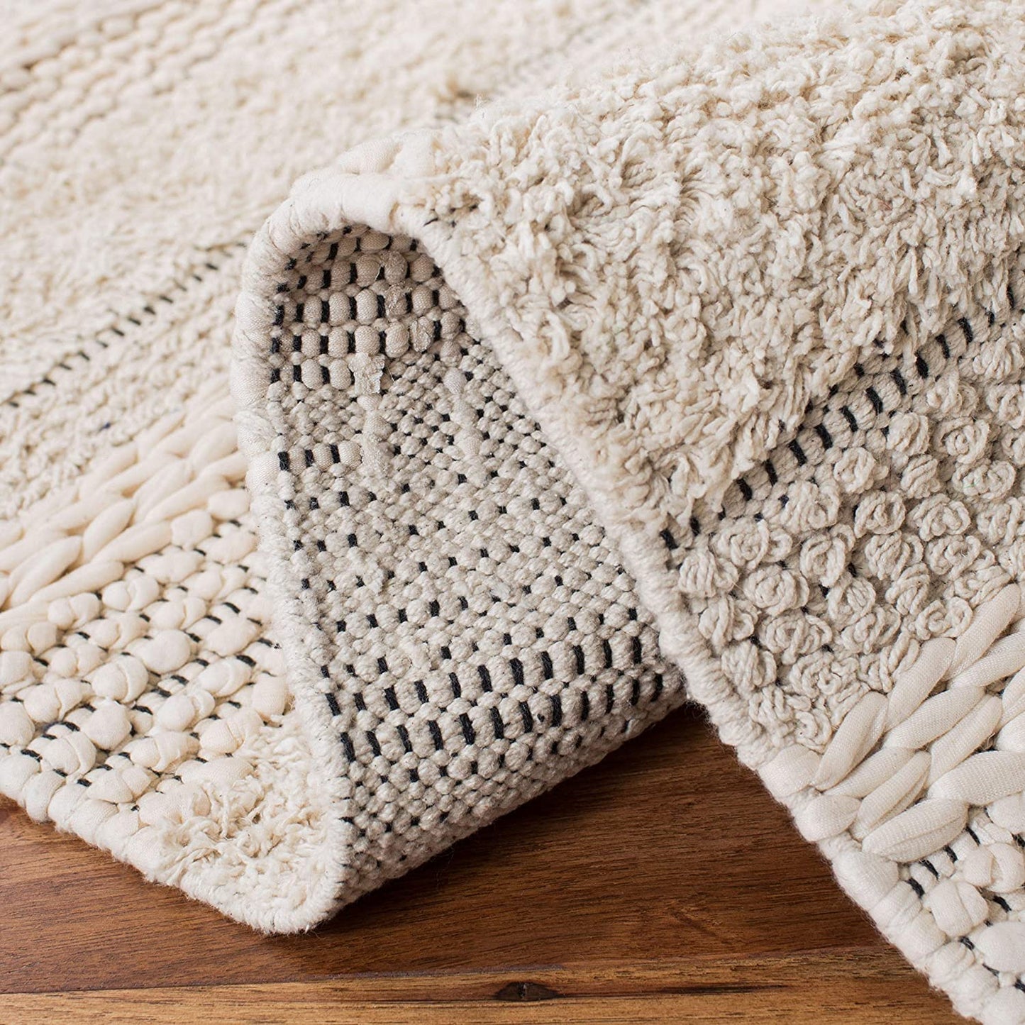 Ivory Handmade Cotton Area Rug
