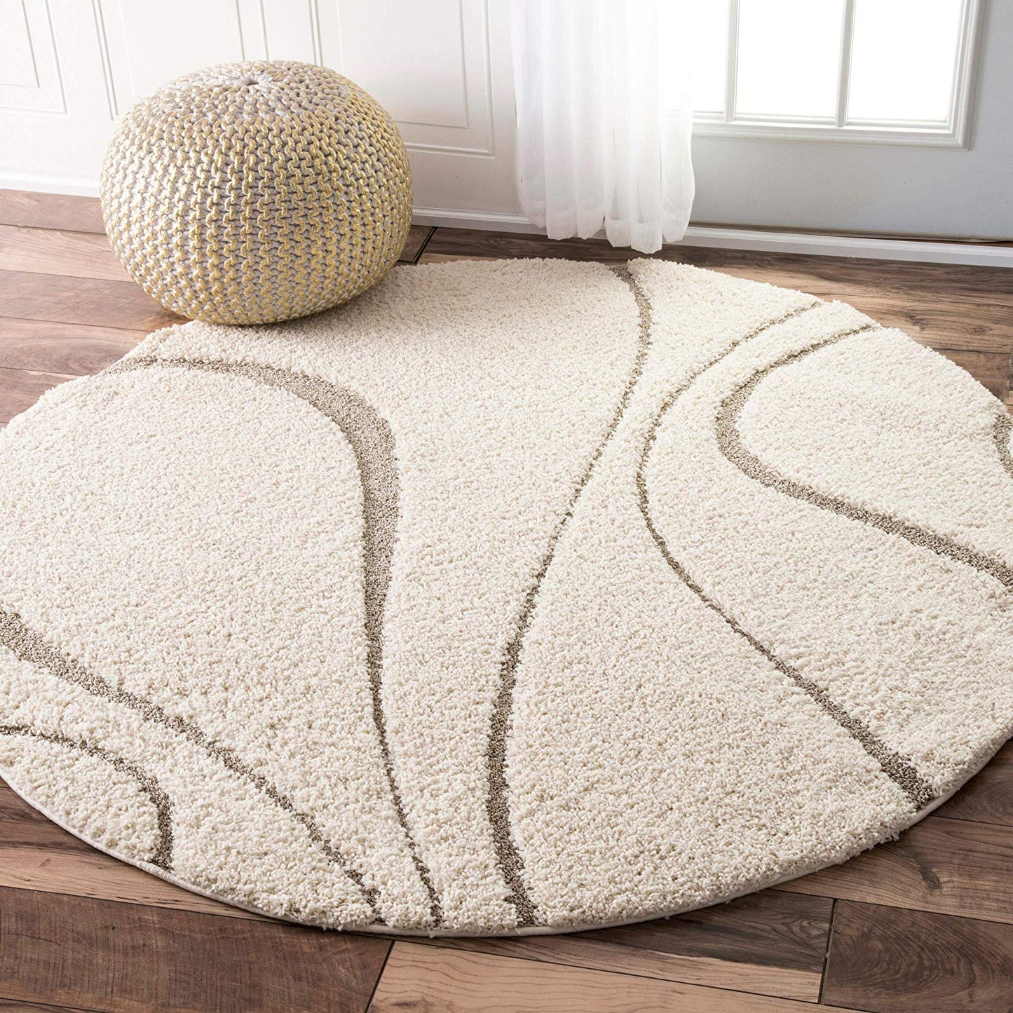 Cream Beige Soft Plush Shag Area Rug