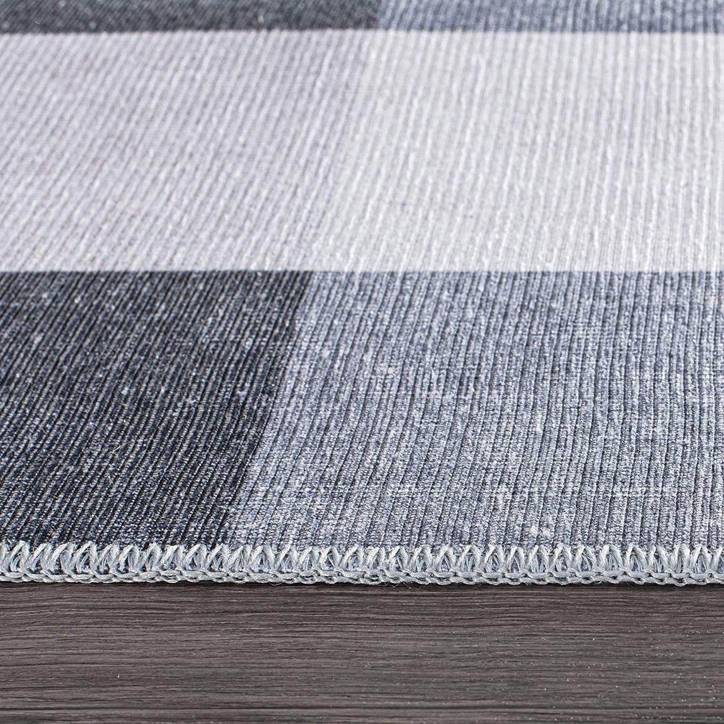 Contemporary Checkered Stain Resistant Flat Weave Eco Friendly Premium Recycled Machine Washable Area Rug 3'3"x5' Gray