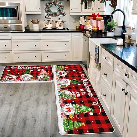Set of 2 Waterproof Non-Slip Welcome Floor Mat Low-Profile Holiday Home Bathroom Decoration (17x29 17x47 Inch) (Pattern-01)