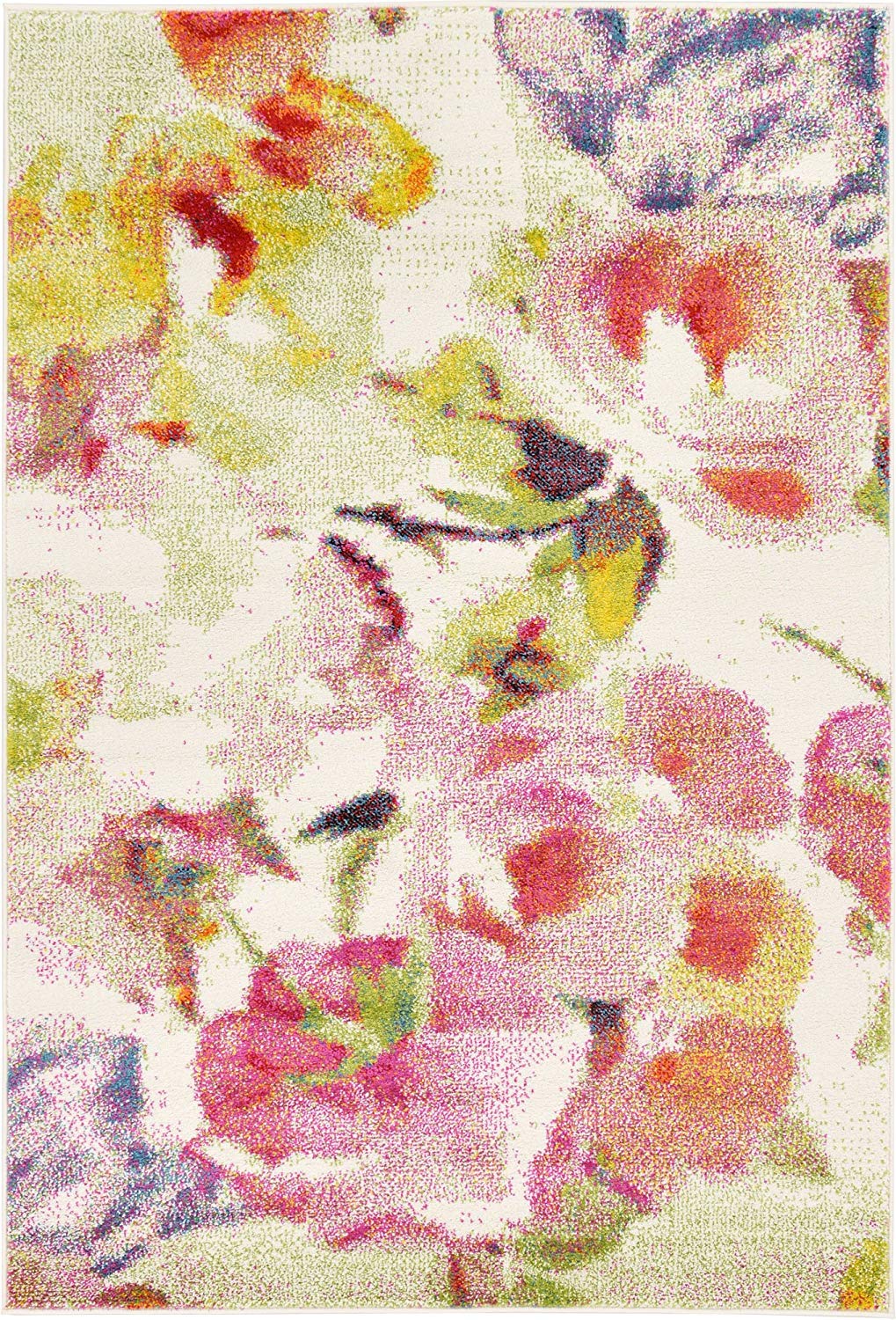 Modern Floral Ivory Multi-color Area Rugs