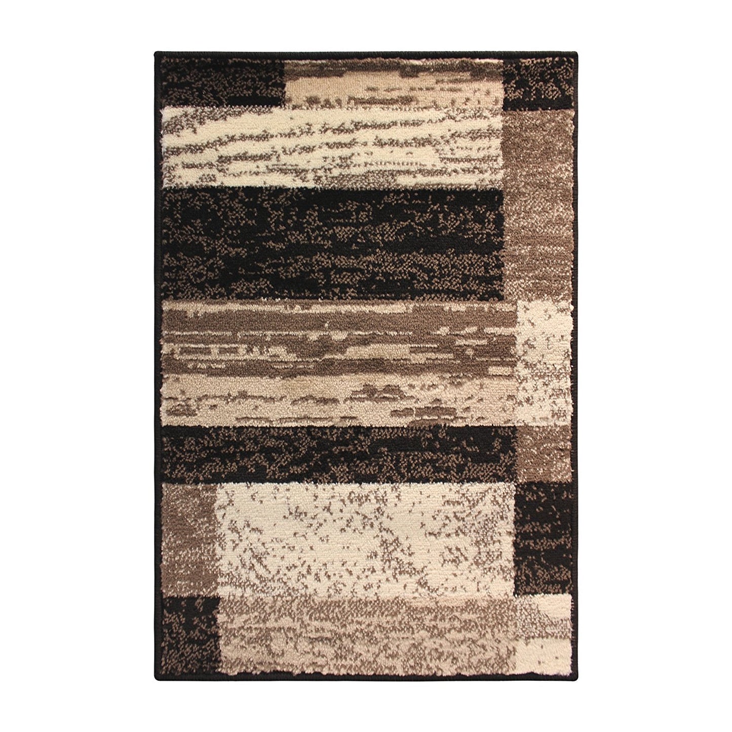 Geometric Brick Design Chocolate Brown Area Rug