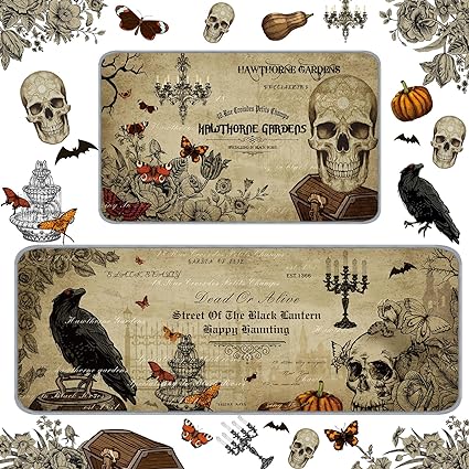 Halloween Rugs Witch Skeleton Pumpkin Rug, 7 x 29 Inch, 17 x 47 Inch (Classic Style)