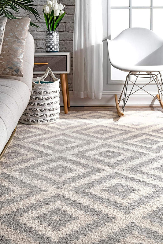 Kellee Light Grey Contemporary Wool Area Rug