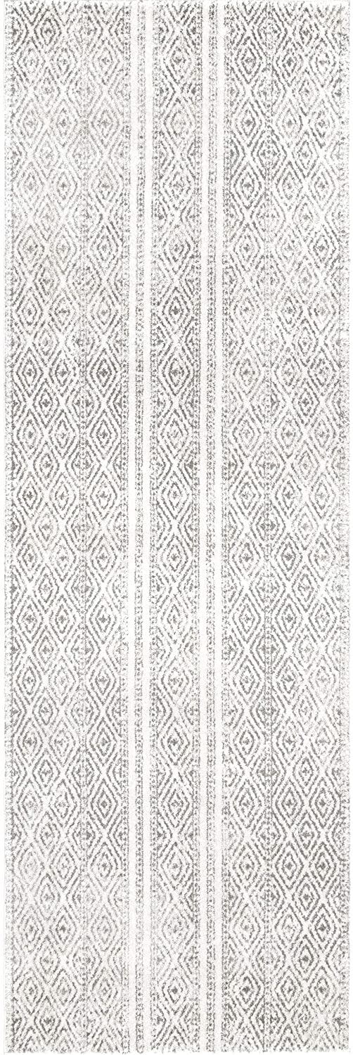 Diamond Pattern Ivory Grey Soft Area Rug