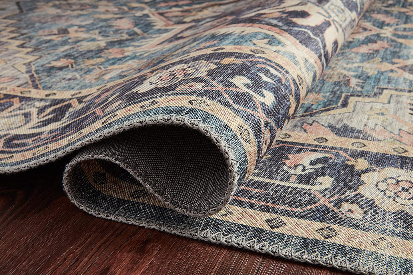 Hathaway Collection  Navy / Multi, Traditional Soft Area Rug