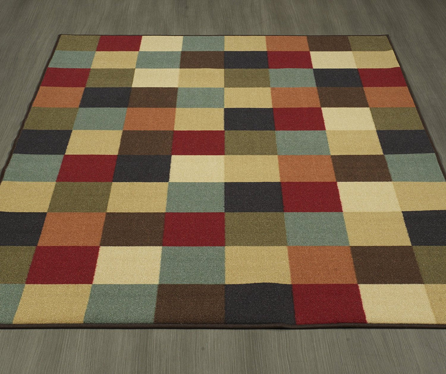 Checks Design Multi-color Area Rug Non-Slip/ No Skid