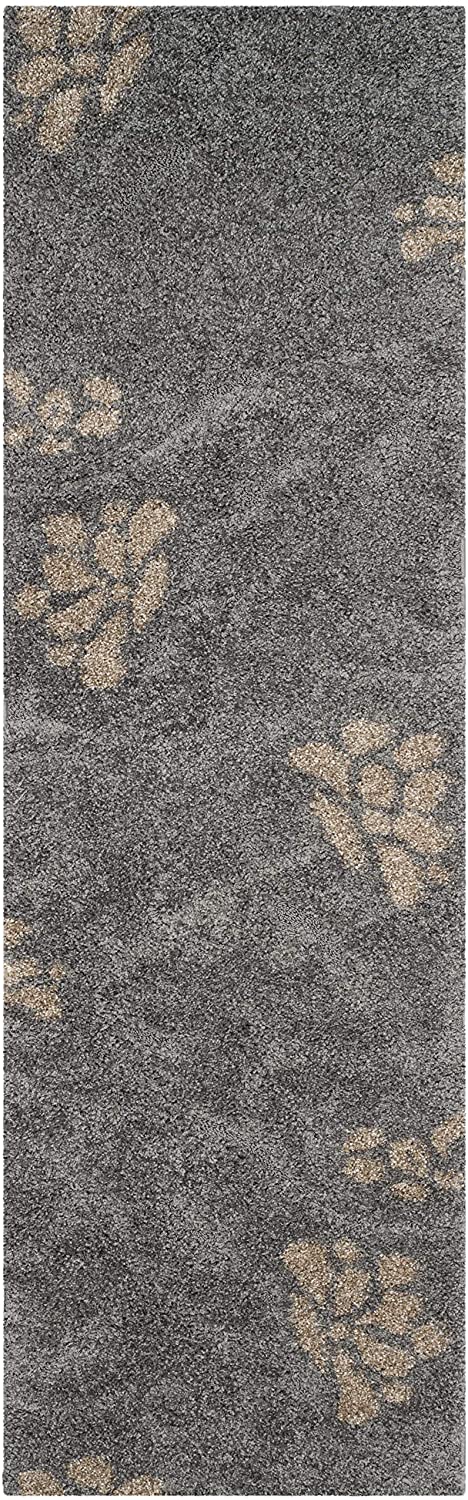 Grey and Beige Floral Shag Soft Pluah Area Rug