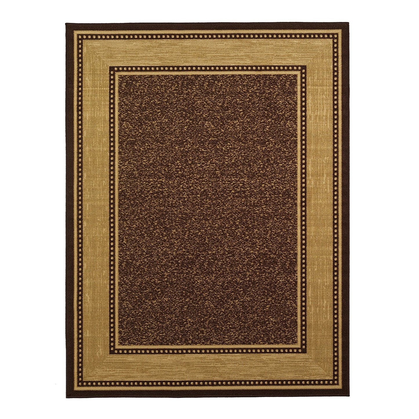 Brown Bordered Design Area Rug - Non-Slip/ No Skid