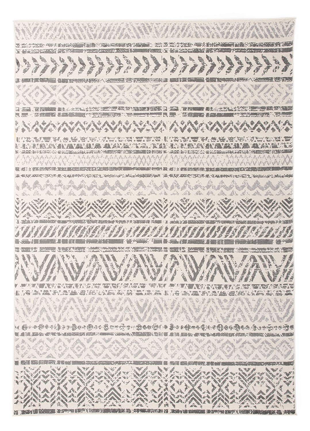 Geometric Pattern Ivory Gray Soft Area Rug