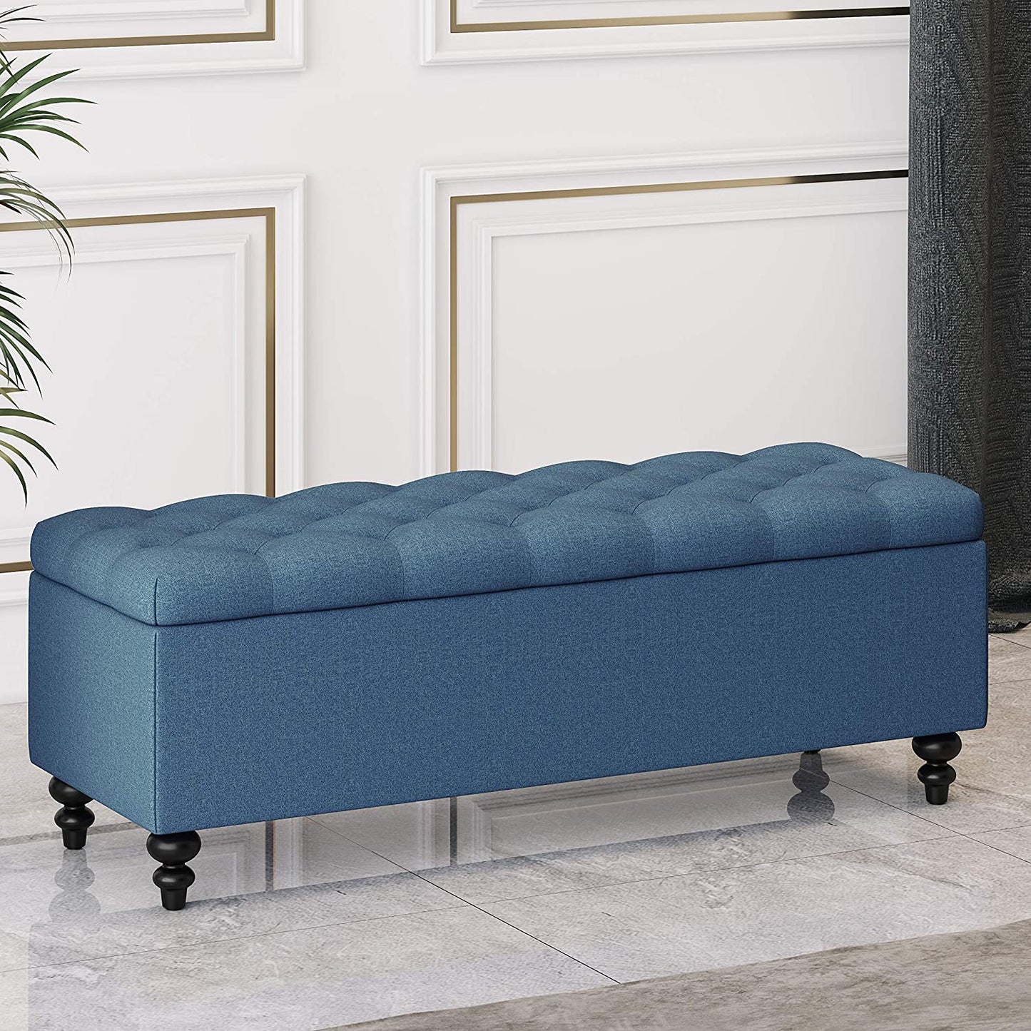 Ottoman with Storage, 51-inch Bench with Button-Tufted