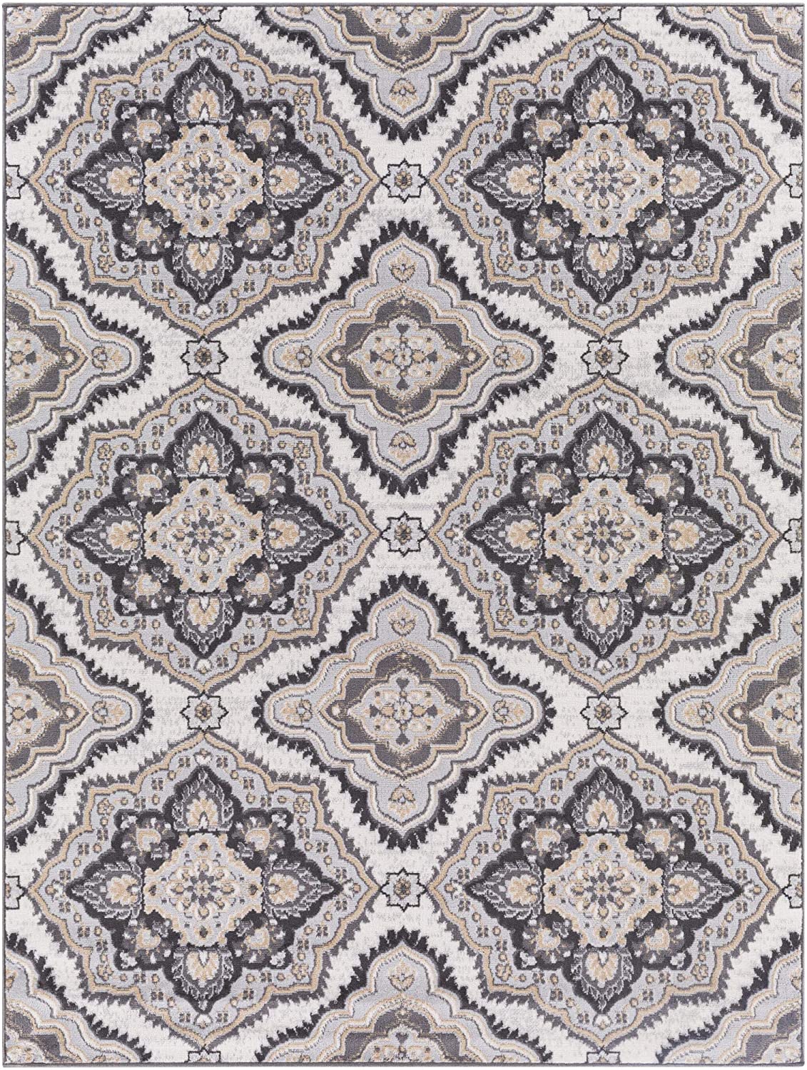 Demask Floral Selena Soft Area Rug, Gray