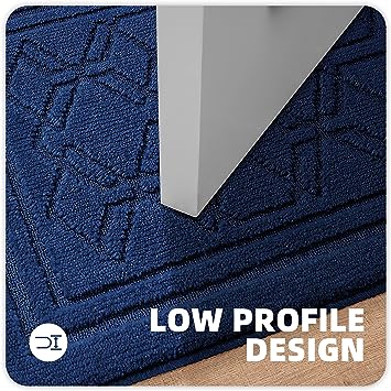 18"x32" Entryway Rug Blue Door Mats Indoor Entrance, Non Slip Absorbent Front Doormat, Washable Low-Profile Entry Rugs for Inside House
