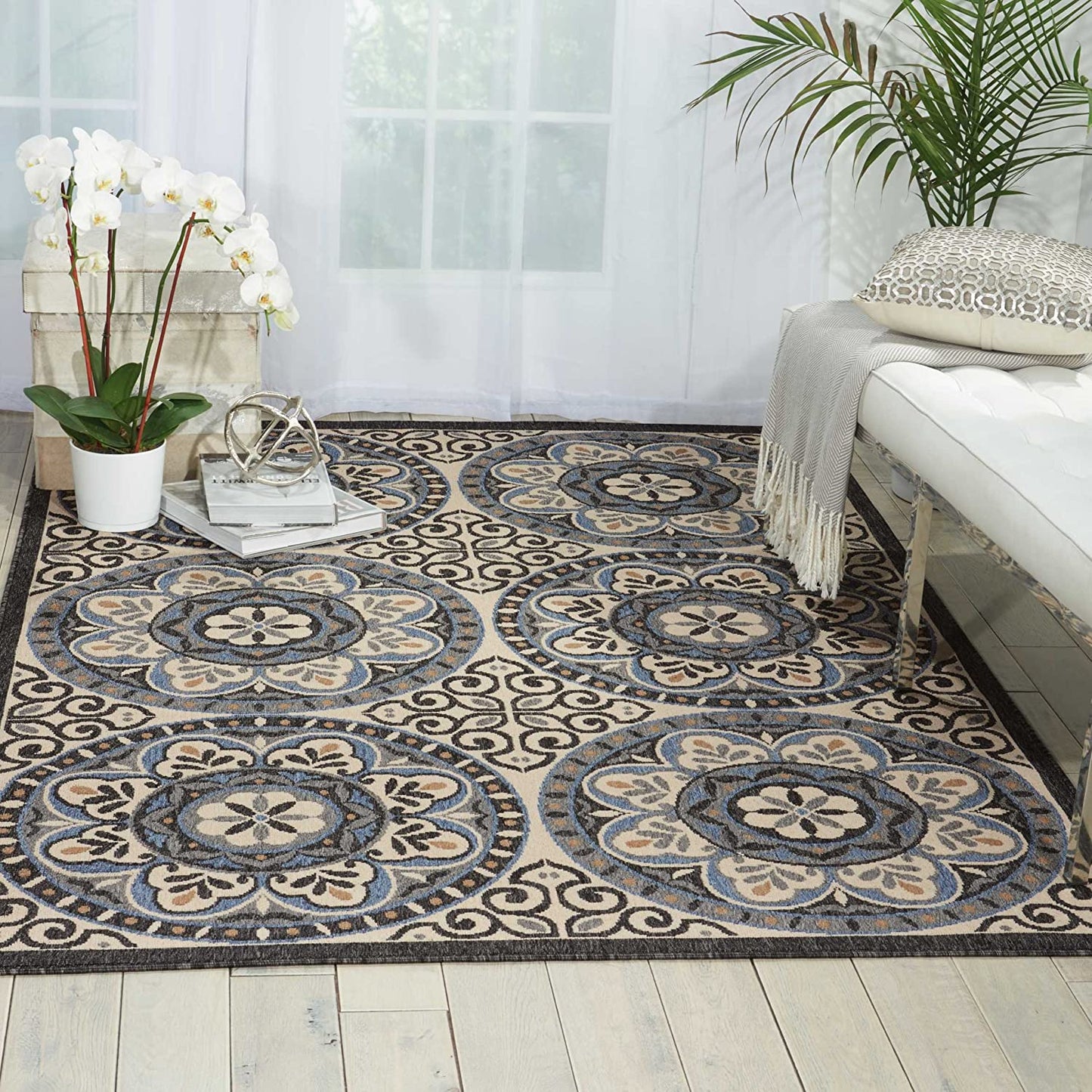 Indoor/Outdoor Area Rug,  IVORY/CHARCOAL
