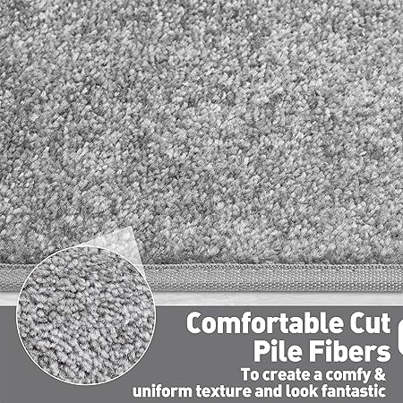 Carpet Stair Tread Landing Mat Tape Free Self Adhesive Non Slip Skid Resistant Indoor Doormat Area Rug Floor Mat for Kitchen Bathroom Workstations Washable 2' X 3' (Black)