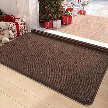 20"x32" Dark Grey Front Inside Absorbent Floor Mat, Non Slip Washable Entryway Rug