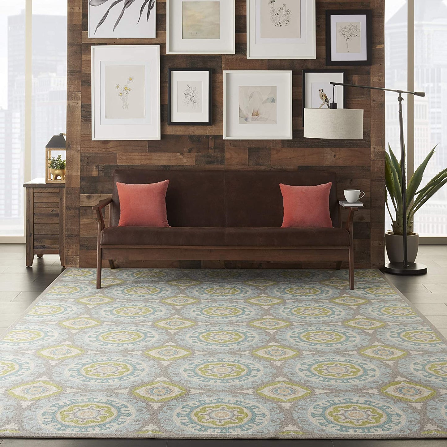 Boho Vibrant Indoor/Outdoor Aqua Olive Area Rug