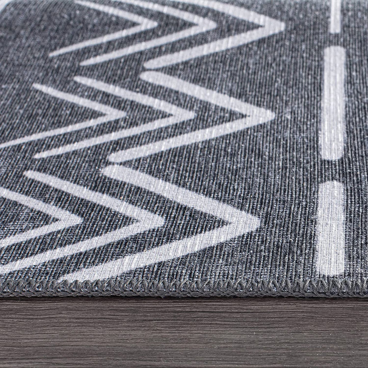 Contemporary Geometric Bohemian Stain Resistant Flat Weave Eco Friendly Premium Recycled Machine Washable Area Rug 3'3"x5' Dark Gray