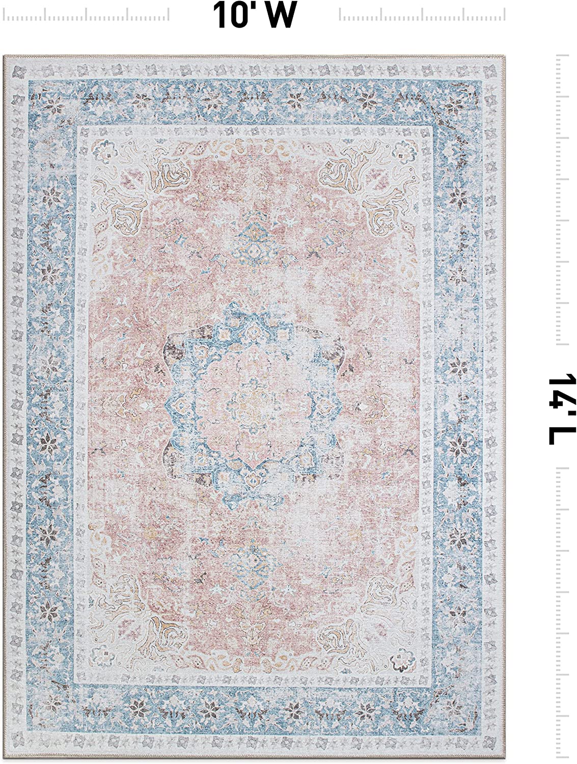 Bohemian Distressed Stain Resistant Flat Weave Eco Friendly Premium Recycled Machine Washable Area Rug 3'3"x5' Rust