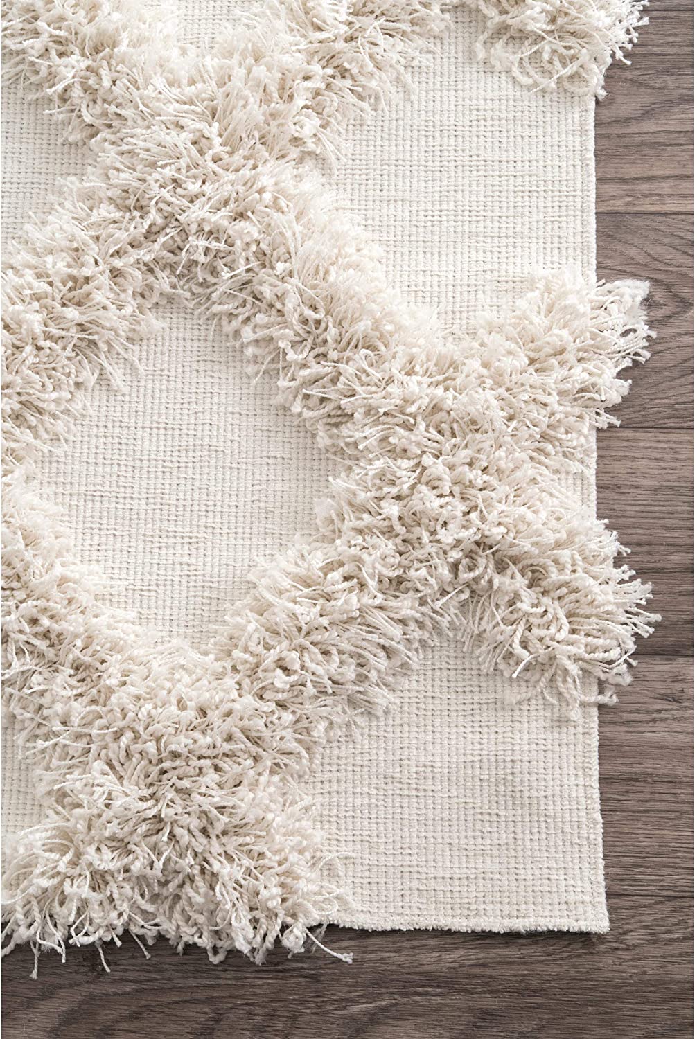 Diamond Trellis Shag Area Rug, Ivory