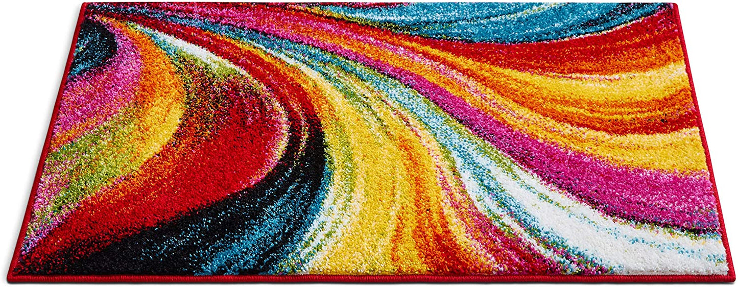 Modern Abstract Multi Bright Soft Area Rug