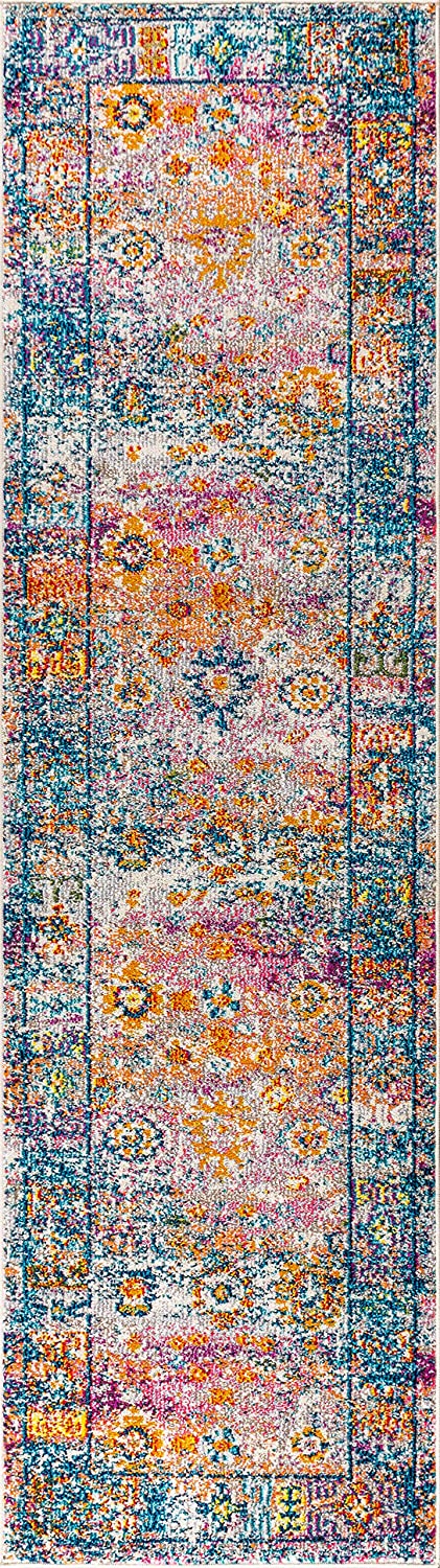 Bohemian FLAIR Boho Vintage Faded Navy/Cream Soft Area Rug