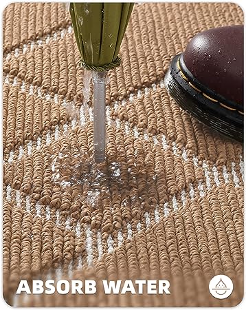 22"x 37.5" Front Boho Non Slip Indoor Entrance Low Profile Machine Washable Door Mat