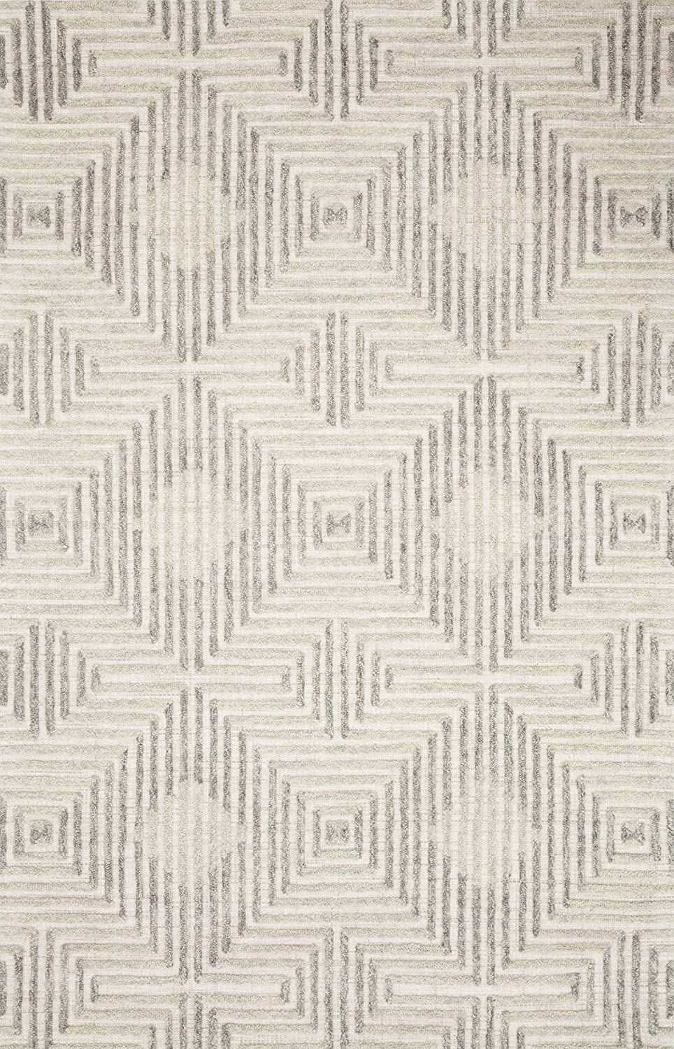 Modern Geometric Soft Area Rug, Grey/Silver