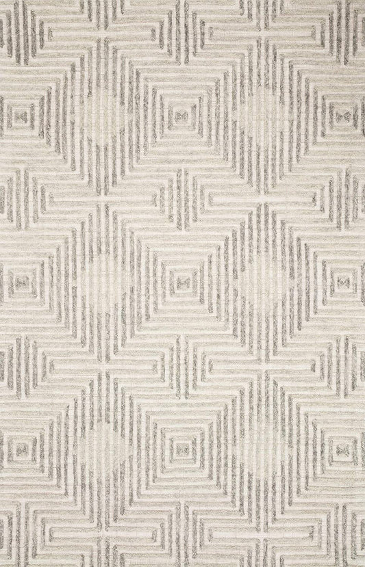 Modern Geometric Soft Area Rug, Grey/Silver